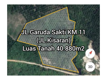 Dijual Tanah Luas 40.880m2, Harga Murah, Lokasi JL.Garuda Sakti, KM.11 / JL.Kisaran, Pekanbaru